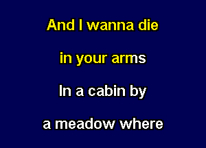 And I wanna die

in your arms

In a cabin by

a meadow where