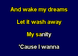 And wake my dreams

Let it wash away
My sanity

'Cause I wanna