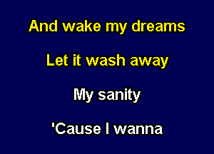 And wake my dreams

Let it wash away
My sanity

'Cause I wanna