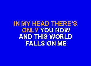 IN MY HEAD THERE'S
ONLY YOU NOW

AND THIS WORLD
FALLS ON ME