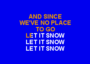 AND SINCE
WE'VE NO PLACE

TO GO

LET IT SNOW
LET IT SNOW
LET IT SNOW