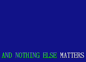 AND NOTHING ELSE MATTERS