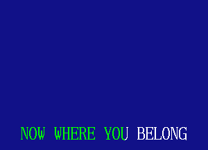 NOW WHERE YOU BELONG