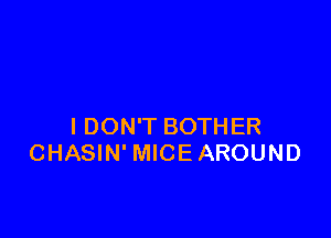 I DON'T BOTHER
CHASIN' MICE AROUND