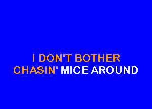 I DON'T BOTHER
CHASIN' MICE AROUND