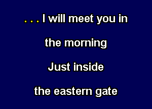 . . . I will meet you in
the morning

Just inside

the eastern gate