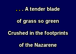 . . . A tender blade

of grass so green

Crushed in the footprints

of the Nazarene