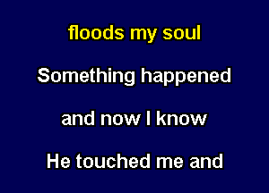 floods my soul

Something happened

and now I know

He touched me and