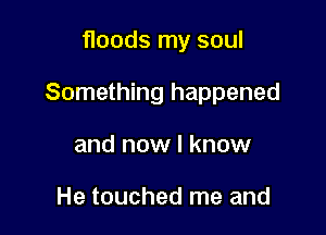 floods my soul

Something happened

and now I know

He touched me and