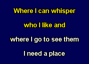 Where I can whisper

who I like and

where I go to see them

I need a place