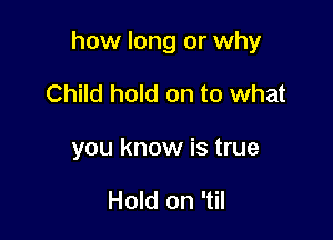 how long or why

Child hold on to what
you know is true

Hold on 'til