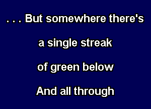 . . . But somewhere there's
a single streak

of green below

And all through