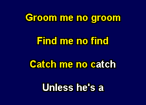 Groom me no groom

Find me no find
Catch me no catch

Unless he's a