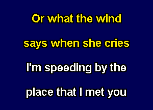 Or what the wind
says when she cries

I'm speeding by the

place that I met you