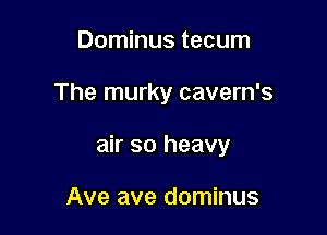 Dominus tecum

The murky cavern's

air so heavy

Ave ave dominus
