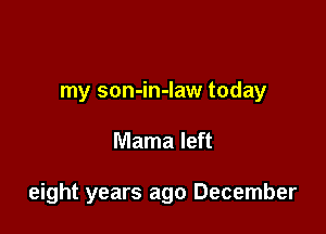 my son-in-law today

Mama left

eight years ago December