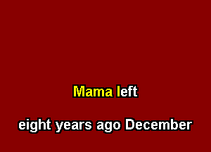 Mama left

eight years ago December