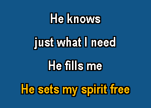 He knows
just whatl need

He fills me

He sets my spirit free
