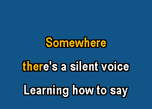 Somewhere

there's a silent voice

Learning how to say