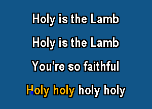 Holy is the Lamb
Holy is the Lamb

You're so faithful

Poly holy holy holy
