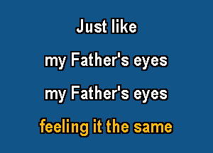 Juster

my Father's eyes

my Father's eyes

feeling it the same