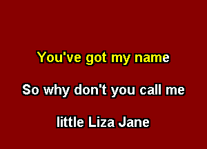 You've got my name

So why don't you call me

little Liza Jane