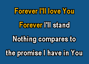 Forever PM love You

Forever I'll stand

Nothing compares to

the promisel have in You