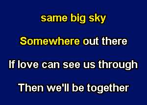 same big sky

Somewhere out there

If love can see us through

Then we'll be together