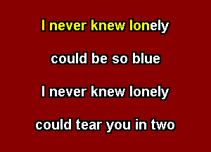 I never knew lonely

could be so blue

I never knew lonely

could tear you in two