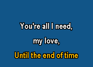 You're all I need,

my love,

Until the end of time