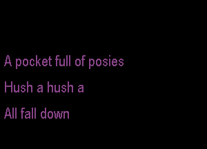 A pocket full of posies

Hush a hush a
All fall down