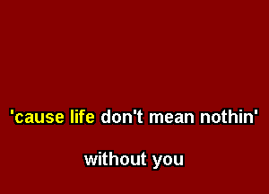 'cause life don't mean nothin'

without you