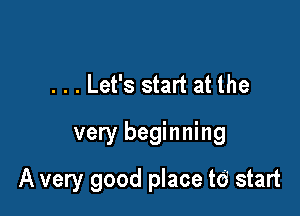 . . . Let's start at the
very beginning

A very good place t6 start