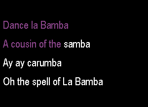 Dance la Bamba

A cousin of the samba

Ay ay carumba
Oh the spell of La Bamba