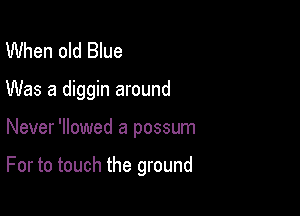 When old Blue
Was a diggin around

Never 'llowed a possum

For to touch the ground