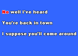 DIG) well I've heard

You're back in town

I suppose you'll come around