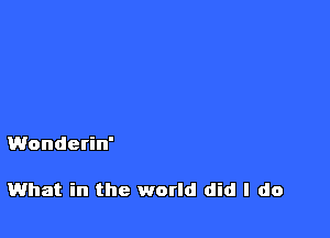 Wonderin'

What in the world did I do