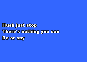 Hush just stop

There's nothing you can
Do or say