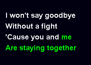 I won't say good bye
Without a fight

'Cause you and me
Are staying together