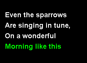 Even the sparrows
Are singing in tune,

On a wonderful
Morning like this