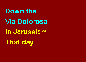 Down the
Via Dolorosa

In Jerusalem
That day