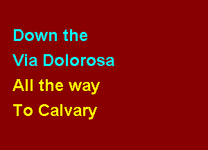 Down the
Via Dolorosa

All the way
To Calvary
