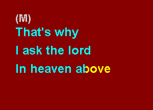 (M)
That's why

I ask the lord

In heaven above