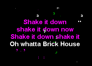 I1

Shake it down
shake it down now

Shake it down shake it
Oh whatta Brick House

J