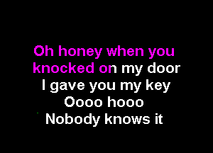 Oh honey when you
knocked on my door

I gave you my key
0000 hooo
' Nobody knows it