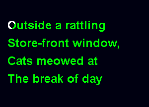 Outside a rattling
Store-front window,

Cats meowed at
The break of day