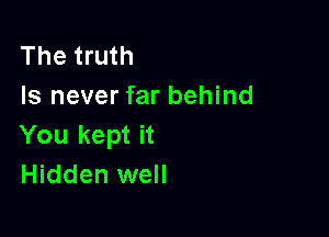 The truth
Is never far behind

You kept it
Hidden well