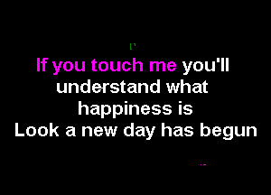 P
If you touch me you'll
understand what

happiness is
Look a new day has begun