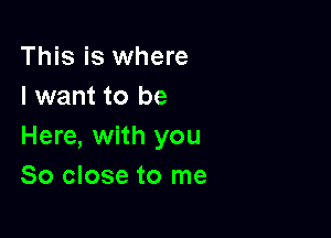 This is where
I want to be

Here, with you
So close to me