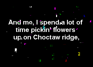 '

I . I
And mm! spendaa lotuof 
time picl8mfl'owers'

upon Choctaw ridge,

'

l.